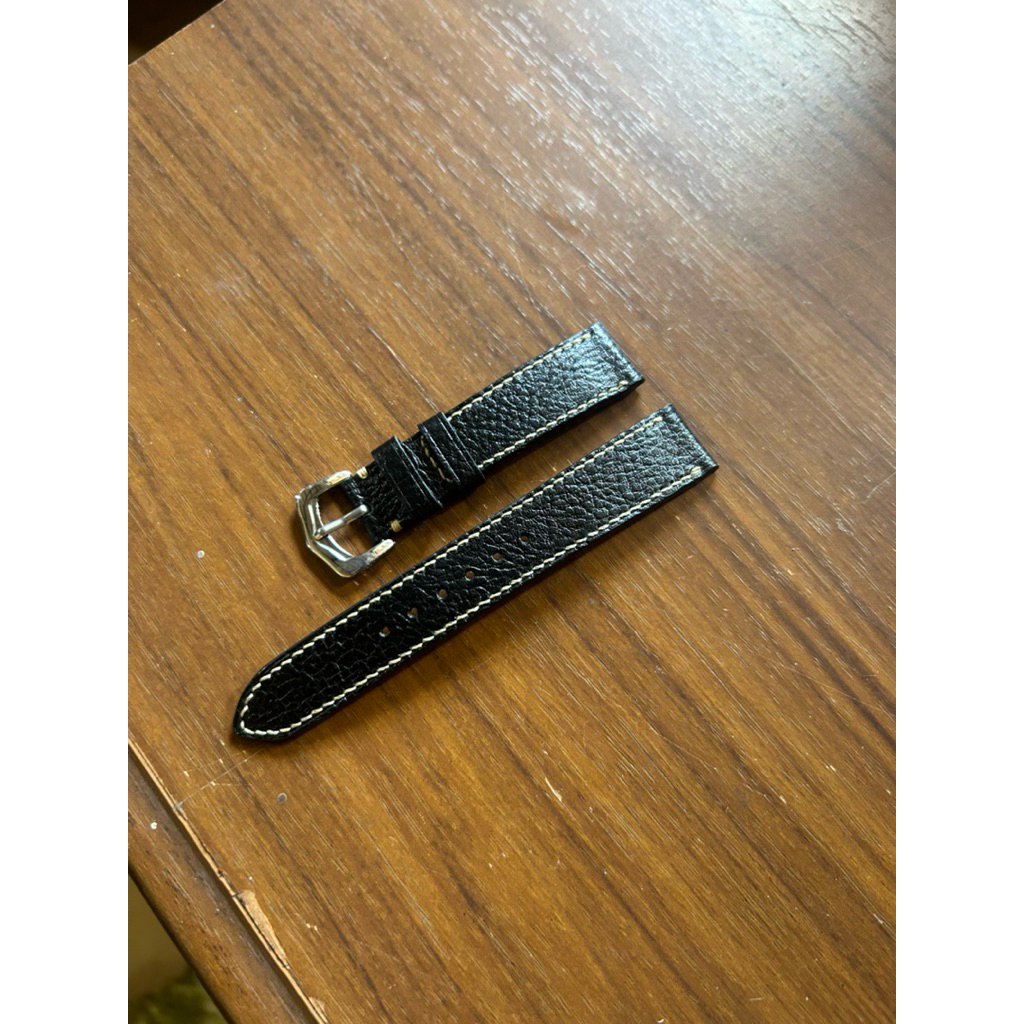 Cow black leather strap 18 mm