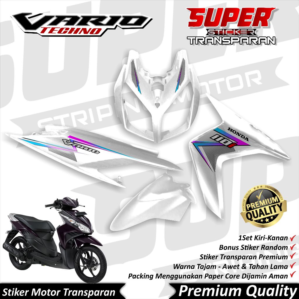 Stiker Transparan Vario 110 Techno karbu Anti Luntur keren Striping Vario Techno Striping Honda Vari