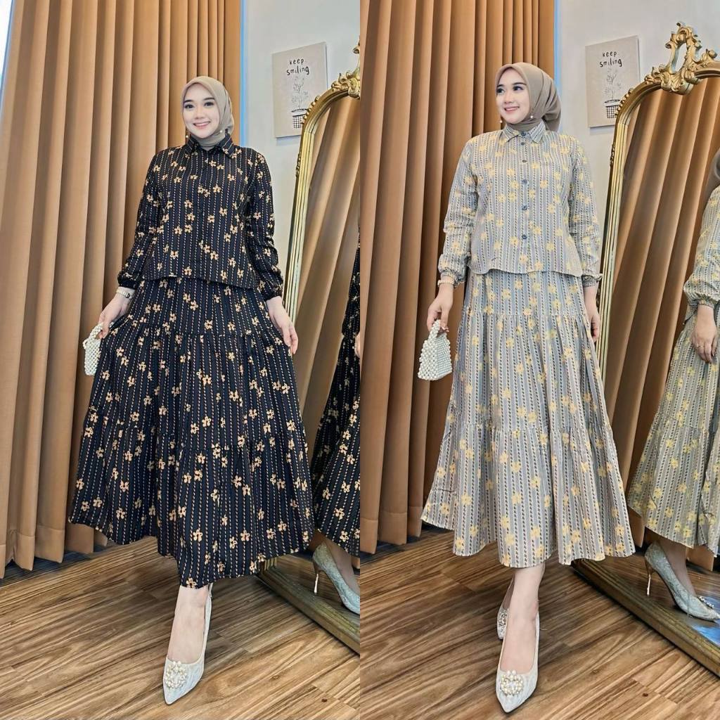 Citra Pakis Fashion - Nancy Set Rok Wanita Bahan Rayon Diamond Jumbo Busui One Set Viral Setelan Har