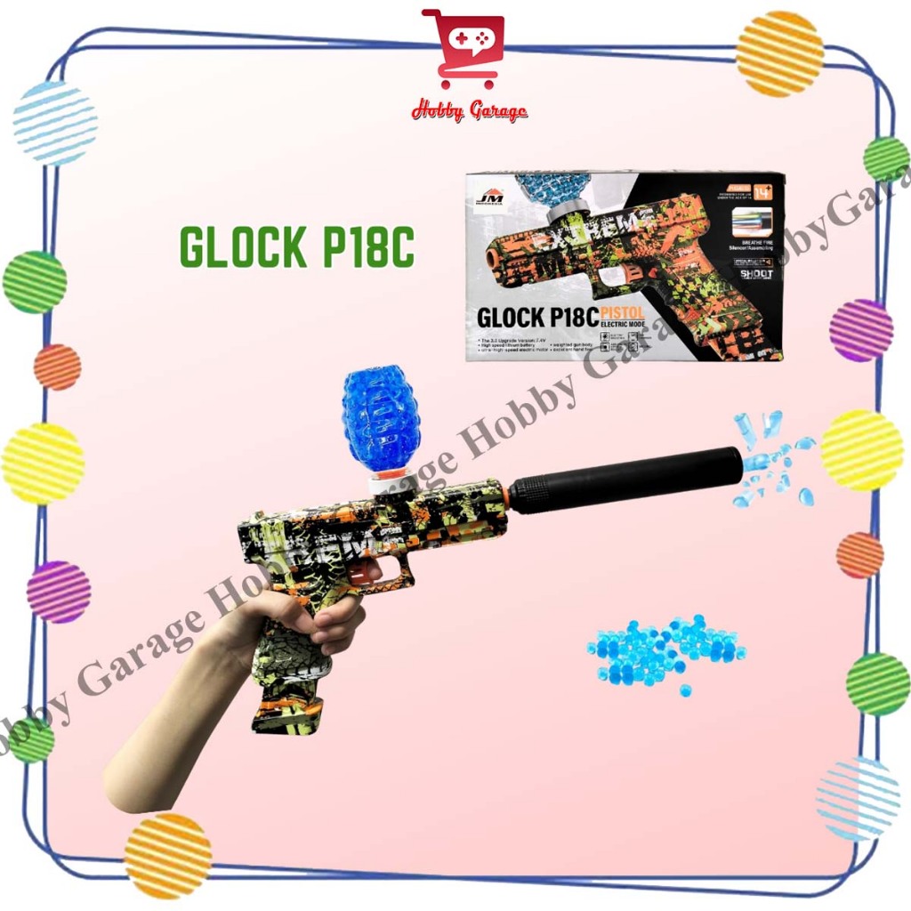 JM Indonesia Mainan Glock P18C Tembakan Anak WGG Water Gel Blaster Watergel