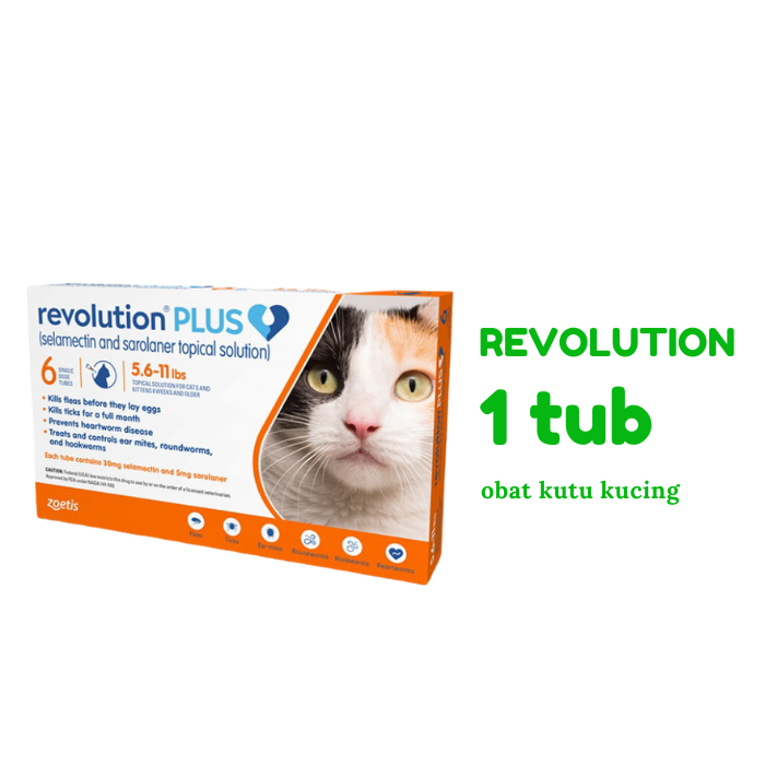 Revolution Cat Plus 2.5-5kg Revolution Cat Adult ORANGE Obat Kutu Kucing