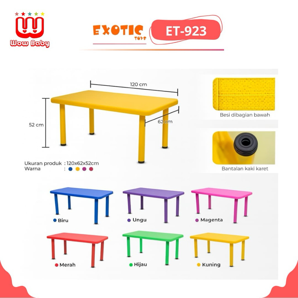 EXOTIC ET-923 MEJA PERSEGI PANJANG MULTIFUNGSI COCOK UNTUK LES ANAK KAKI BESI