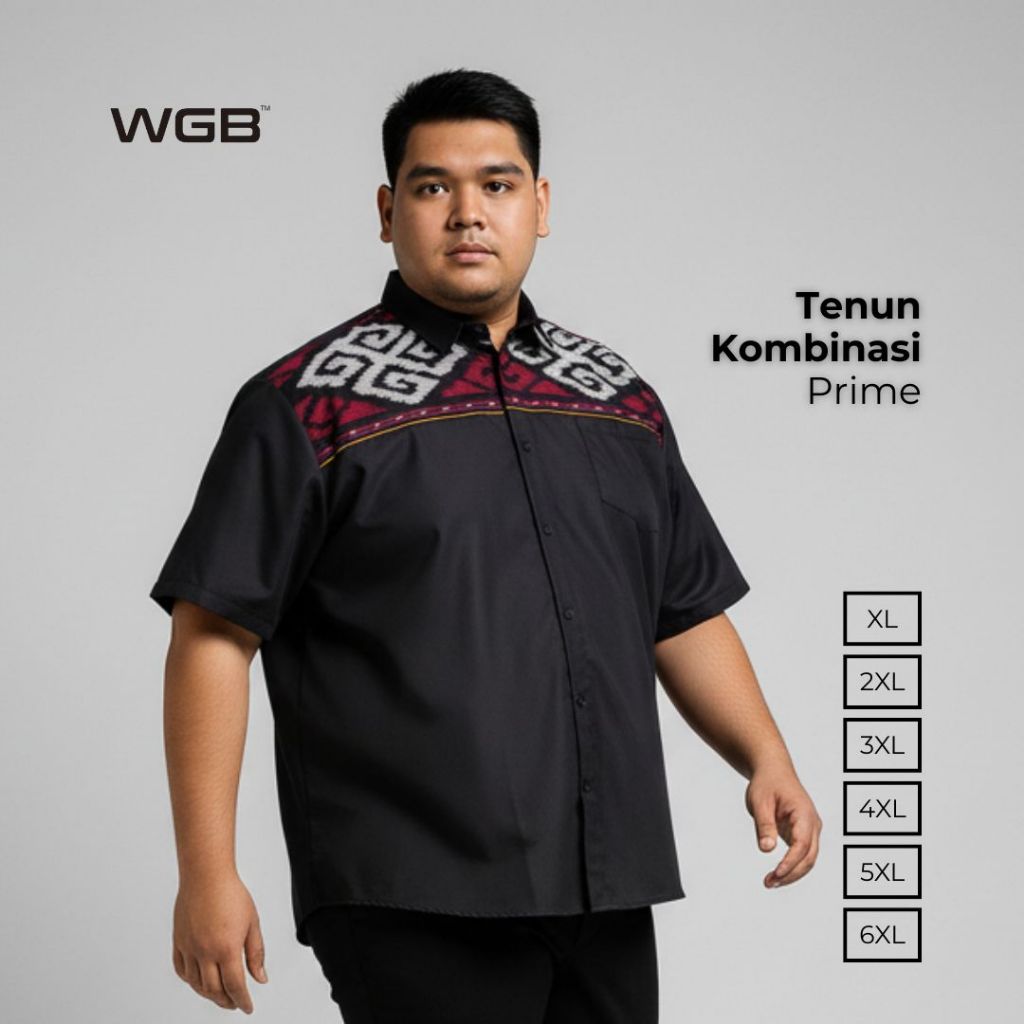 WGB Kemeja Tenun Kombinasi Pria Big Size Special Collection XXL - Prime Series