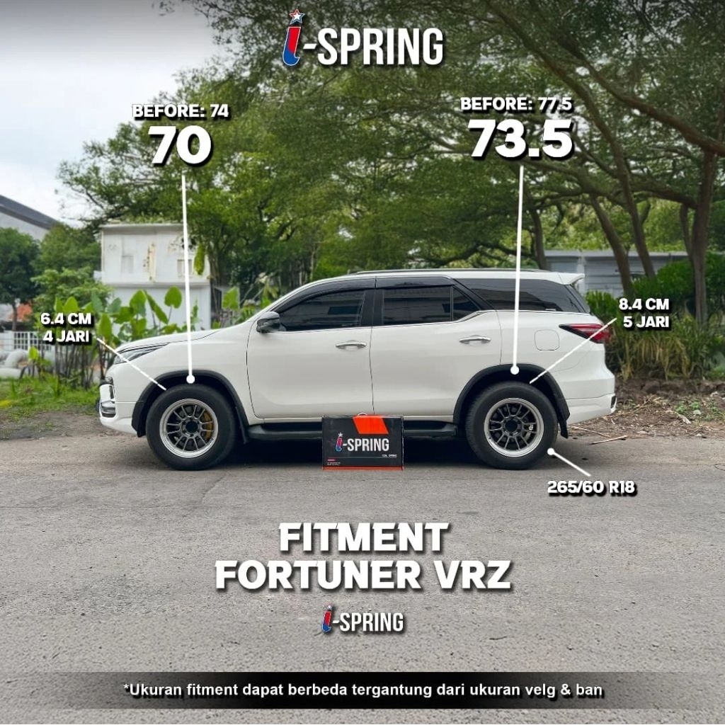 ISPRING Lowering Kit Per Coil Spring Toyota FORTUNER VNT & FORTUNER VRZ / GR / TRD 2008 - 2016+