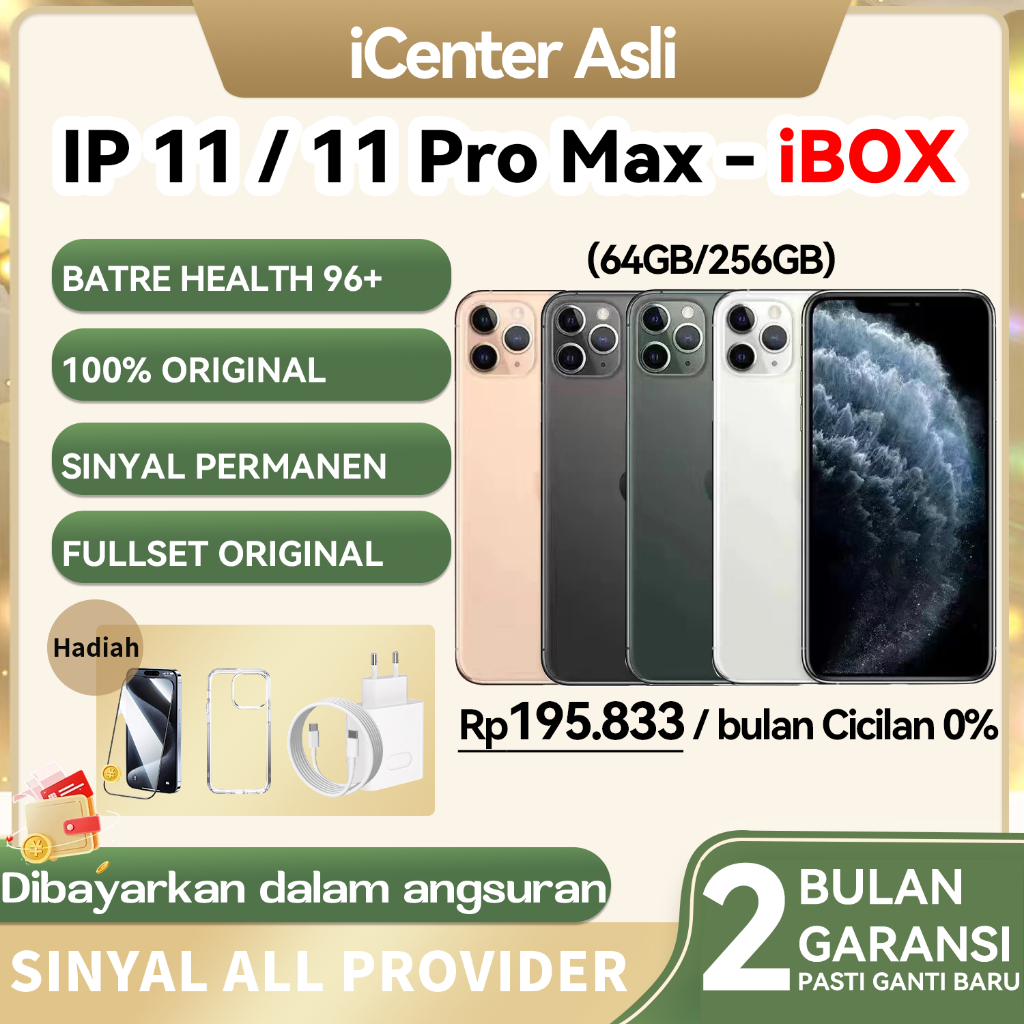 iBOX iPhone 11 pro / iP 11 Pro max 64gb 256gb ( sinyal permanen) ip 11 pro / ip 11 pro max ibox Lcd 