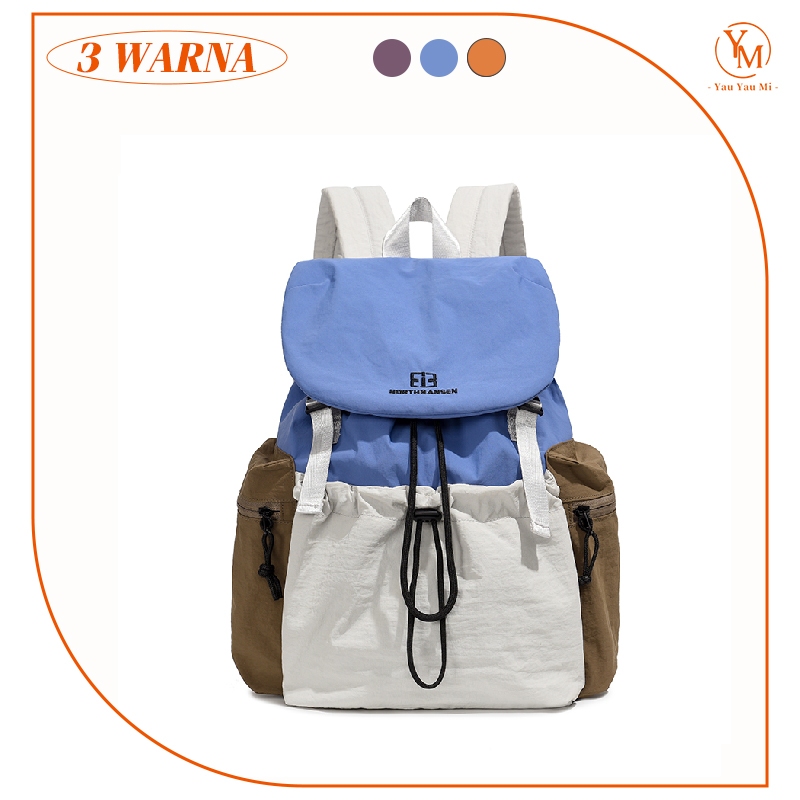 Tas Ransel Wanita Unisex Tas Laptop 14 Inch Ransel PU Anti Air Kapasitas Besar Ransel Sekolah