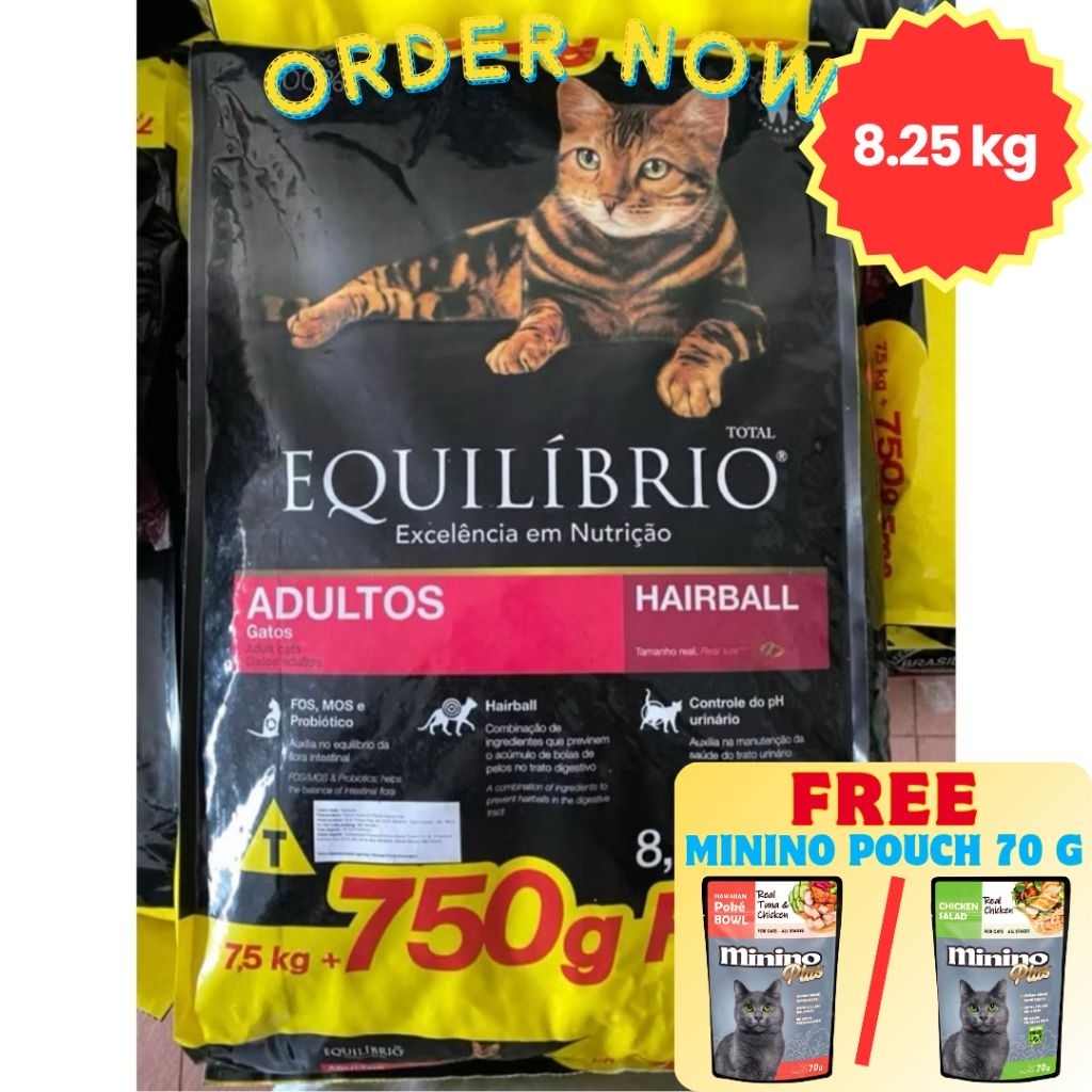 EXP DATE 2026 Equilibrio 7.5kg Free 750g Fresh Pack FREE Minino Pouch 70gr Adult Kitten Long Hair Ke