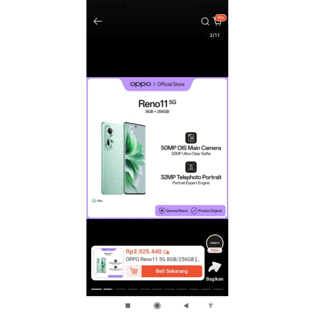 Oppo Reno 11 5G  Ram 8/256