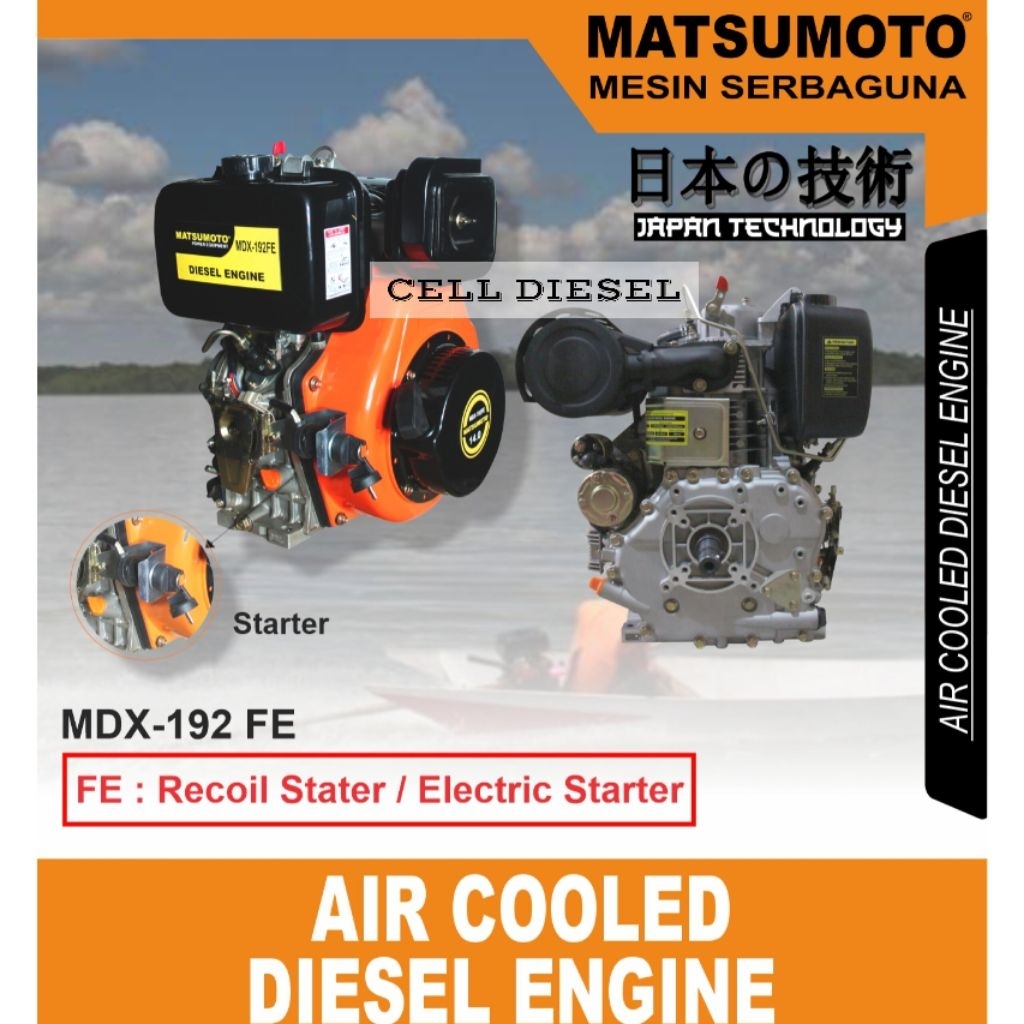 Mesin Penggerak Diesel Engine MATSUMOTO MDX 192 FE Elektric Stater 12 HP