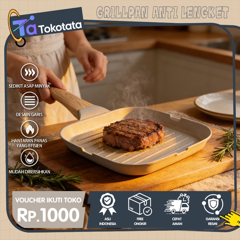 Tokotata Wajan Datar Batu Maifan Multifungsi Untuk Steak Telur Anti Lengket Panci Cocok Omelet Break