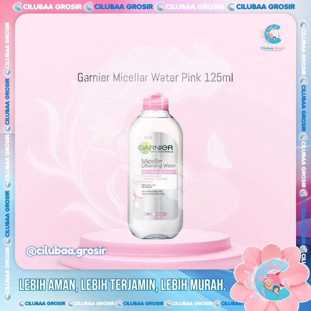 GARNIER Micellar Water Pink Skin Care125mL || Pembersih Wajah & Makeup Untuk Kulit Sensitif