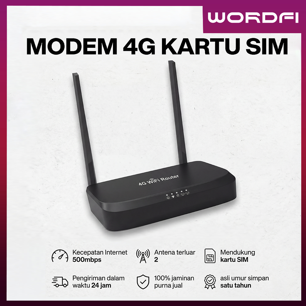 WORDFI 4G/5G Router Penguat Sinyal WiFi dengan Slot Kartu SIM