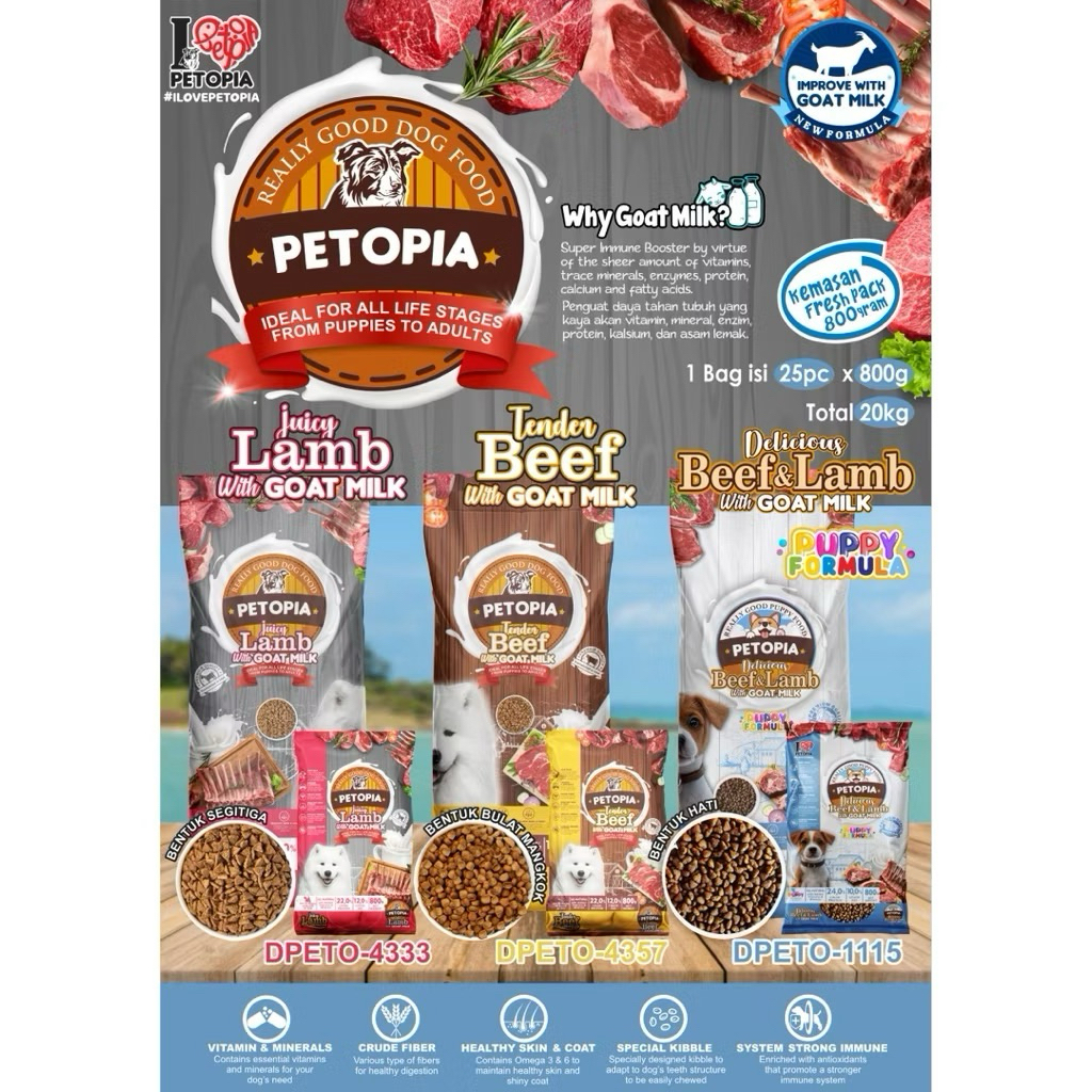 Petopia Goat Milk Dog Food Makanan Anjing All Varian