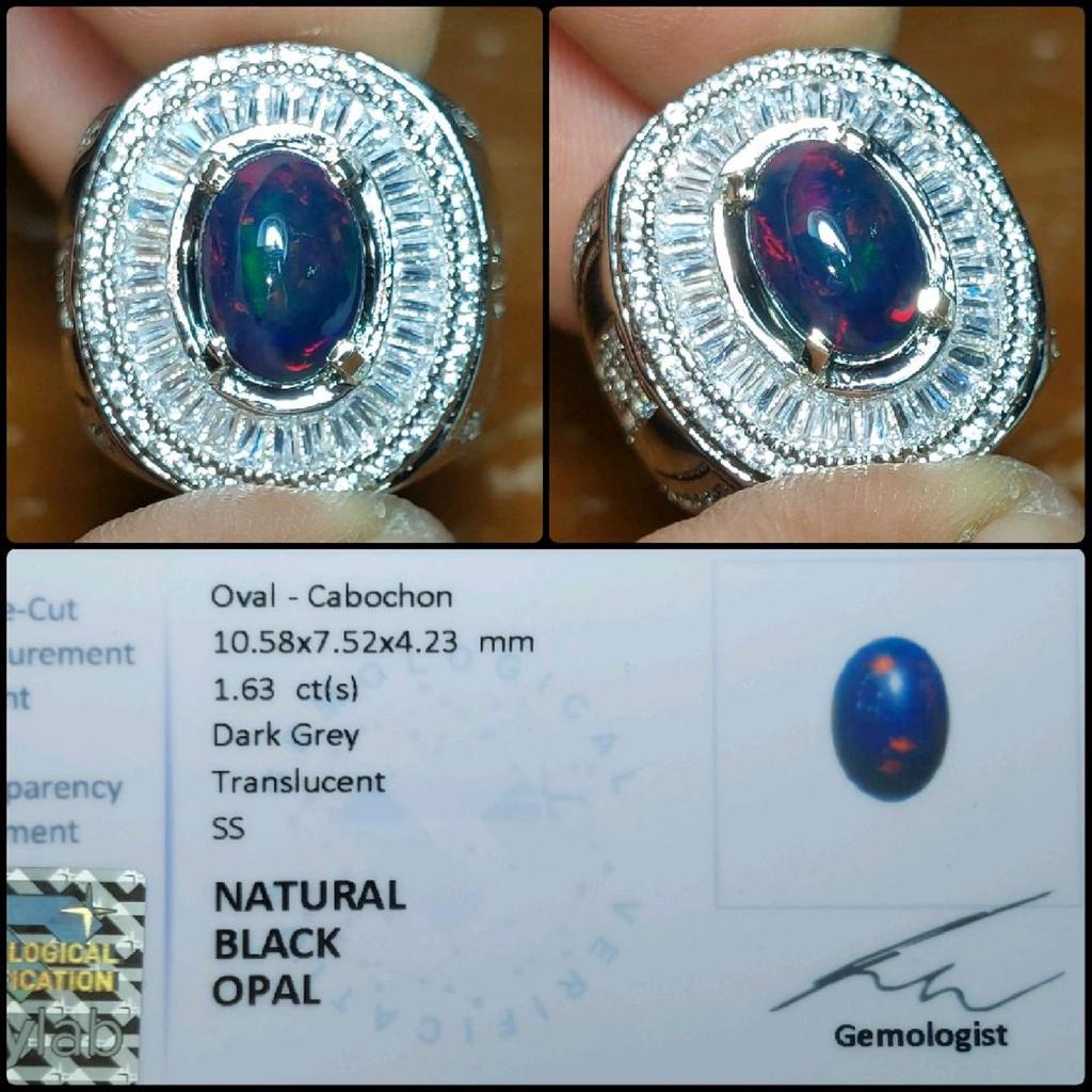 Natural Black Opal Asli Gems Batu Permata Akik Hitam Original