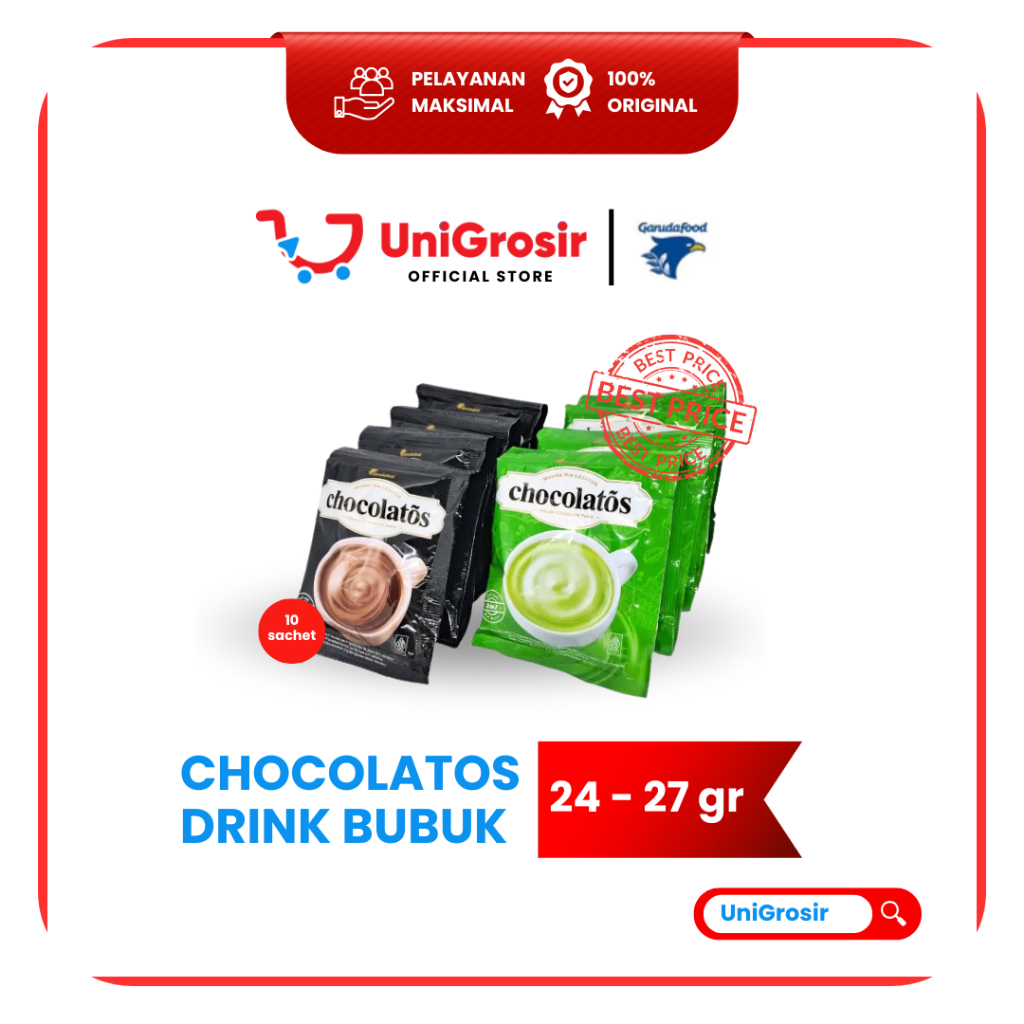 [UniGrosir] CHOCOLATOS DRINK COKLAT BUBUK CHOCOLATE MATCHA GREEN  SACHET RENTENG ~ 27 gr | Matcha Gr