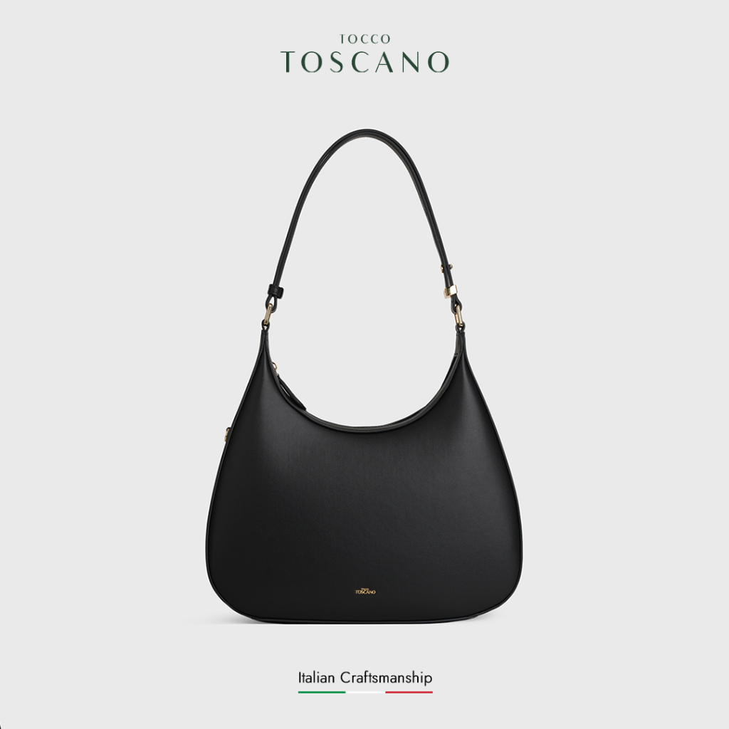 Tocco Toscano Nova Structured Hobo Bag - Tas Pundak Wanita (Black)