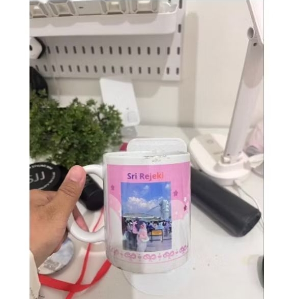 Mug gelas Gagang 400ml - Semi Melamin Tebal, Warna Putih, Kapasitas Besar