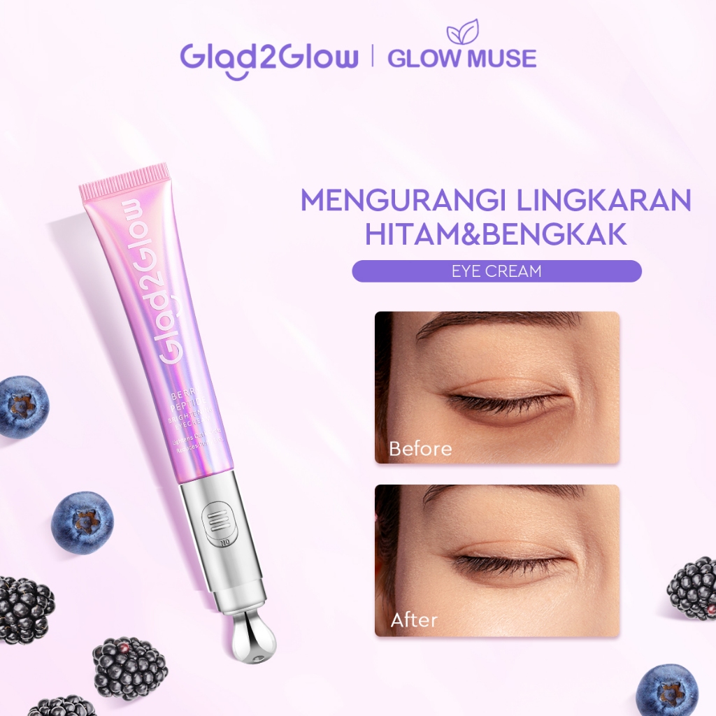 [100% ORI] Glad2Glow Berry Eye Cream Brightening Eye Serum 15g | Krim Mata with Electronic Massager 