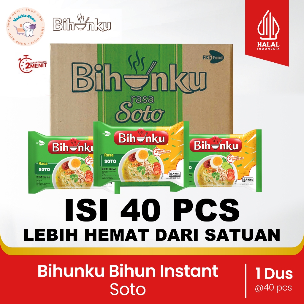 Bihunku Soto 55 gr 1 Dus Isi 40 Pcs - Mie Bihun Instan Kuah Karton Murah