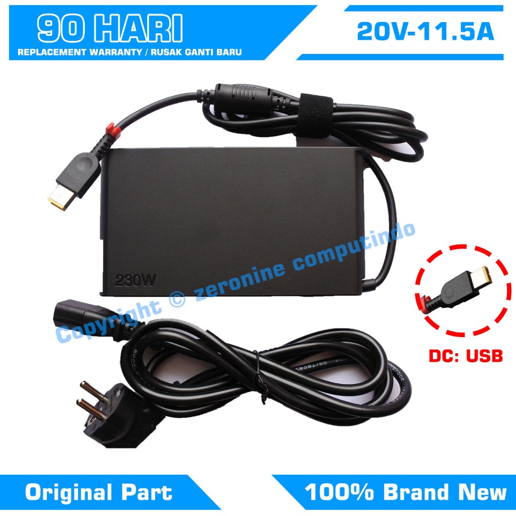 Adaptor Charger Lenovo PA-1231-12LA 230W 20V 11.5A Slim Yellow Square