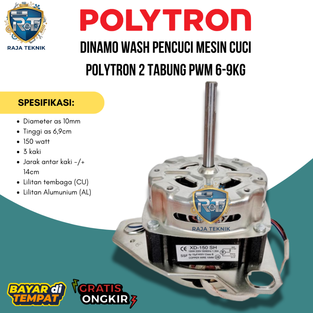 Dinamo Wash Pencuci Mesin Cuci Polytron 2 Tabung PWM 6-9Kg