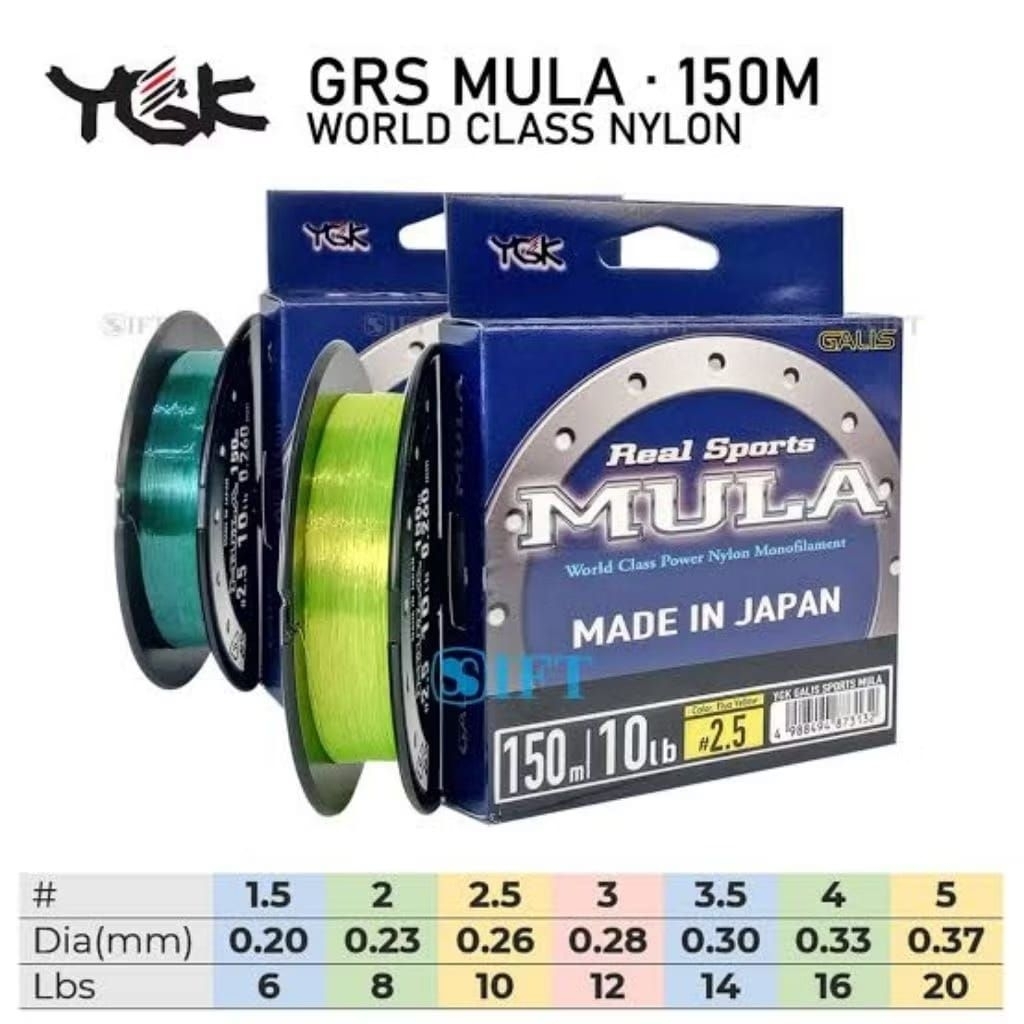 SENAR YGK MULA ORIGINAL panjang 150m ukuran  6lb,8lb,10lb,12lb,14lb,16lb
