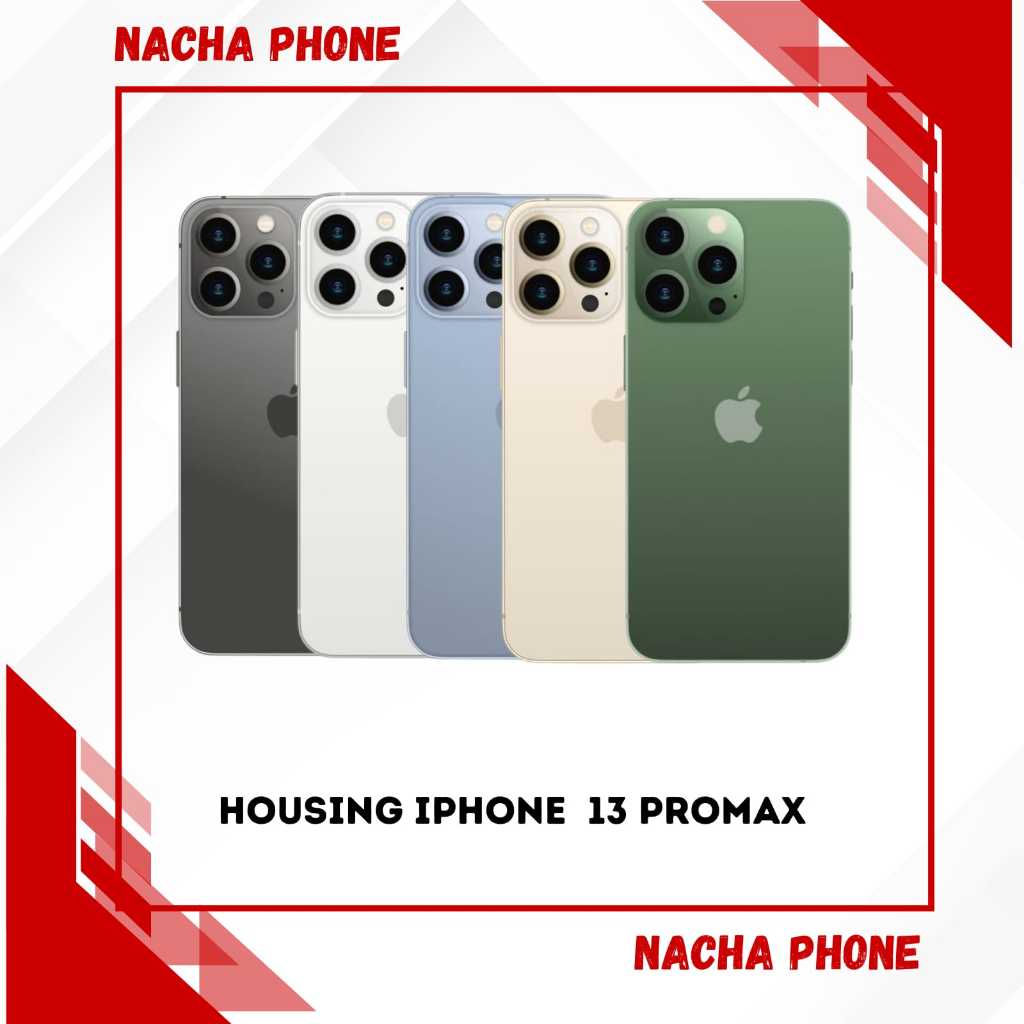Housing IPHONE 13 Pro max Full set Casing + Backglass tutup Belakang + Pernik Tombol Vol on/off