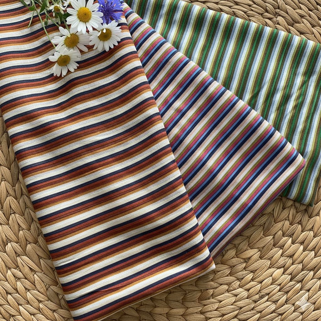 Kain katun silky motif  salur -tipis perlu furing- harga 0,5 meter