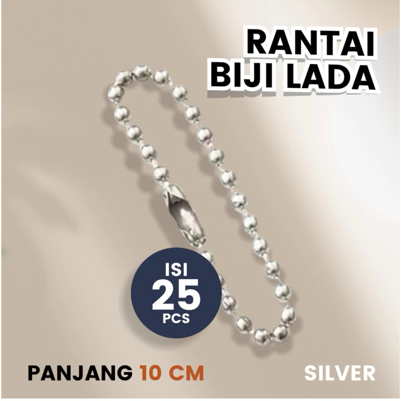 25 Pcs Gantungan Rantai Merica Biji Lada Rantai Gunting Kuku Silver Panjang 10cm Gantungan Hang Tag