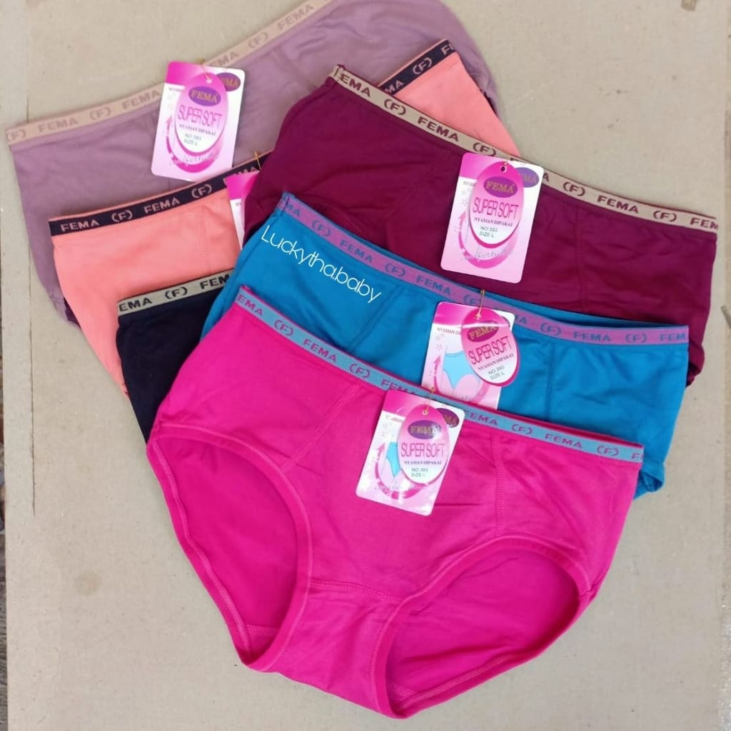 12,6pcs Celana dalam wanita Fema 393 / cd Fema 393 / cd wanita fema / cd wanita dewasa