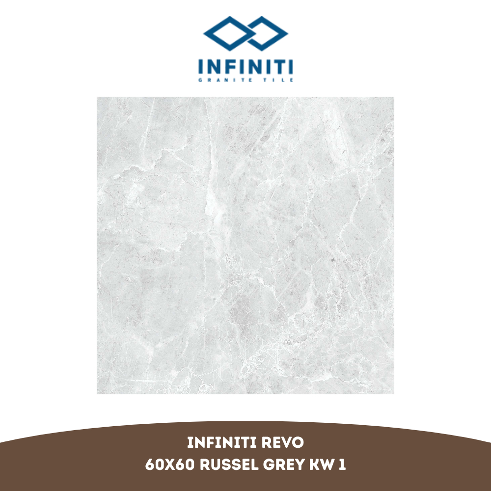 INFINITI Granit Revo Series Russel Grey 60X60 KW 1 per Box (Isi 4 Lembar / 1.44 m²) - Glossy