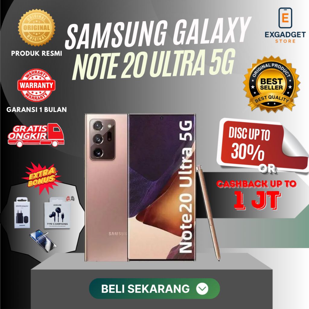 SAMSUNG NOTE 20 ULTRA 5G 12/256GB 12/512GB, NOTE 20 ULTRA 4G 8/256GB 8/512GB SECOND GARANSI RESMI IN