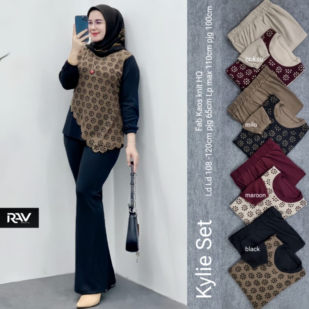 setelan kaos wanita terbaru kylie one set knit wanita