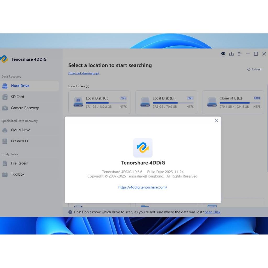 Tenorshare 4DDIG Data Recovery MMC SD Card Flashdisk SSD HDD