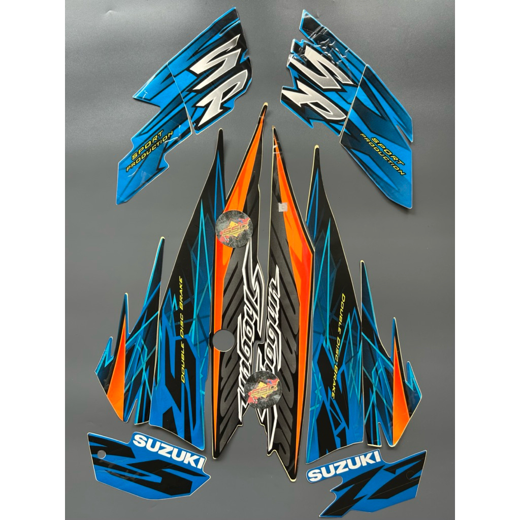 STRIPING STIKER SHOGUN SP 125 2007 HITAM BIRU