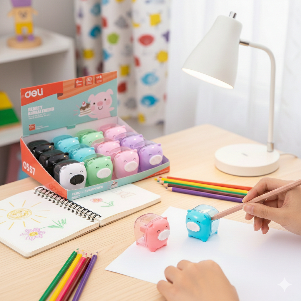 Deli Serutan Bentuk Babi Pig 1 lubang Lucu Anak TK SD Murah - E0557