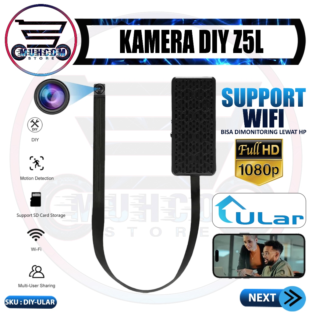 DIY-ULAR Kamera Mini Pengintai WiFi Spy IP Camera Diy Ular Cam Small Hidden Spycam Micro HD 1080P