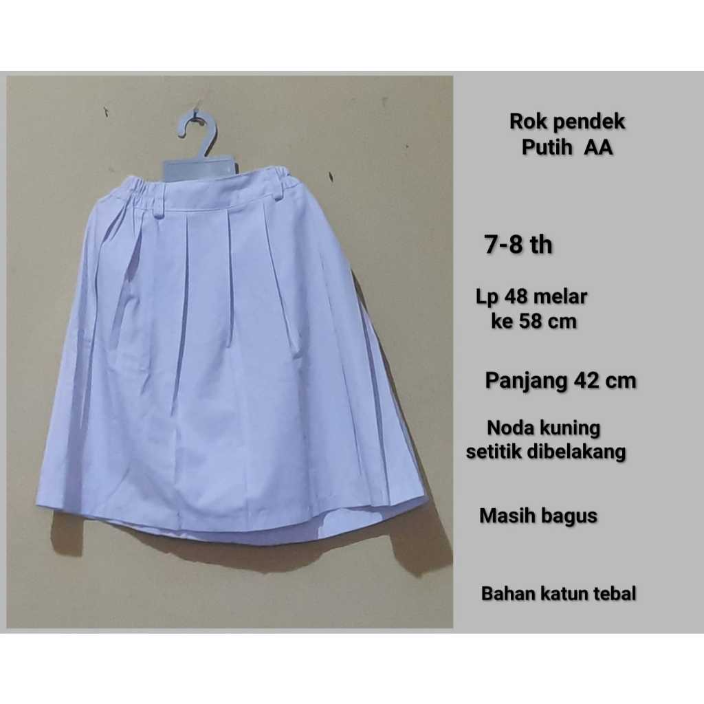 Rok putih pendek seragam sekolah anak perempuan prelove bawahan sragam murah meriah