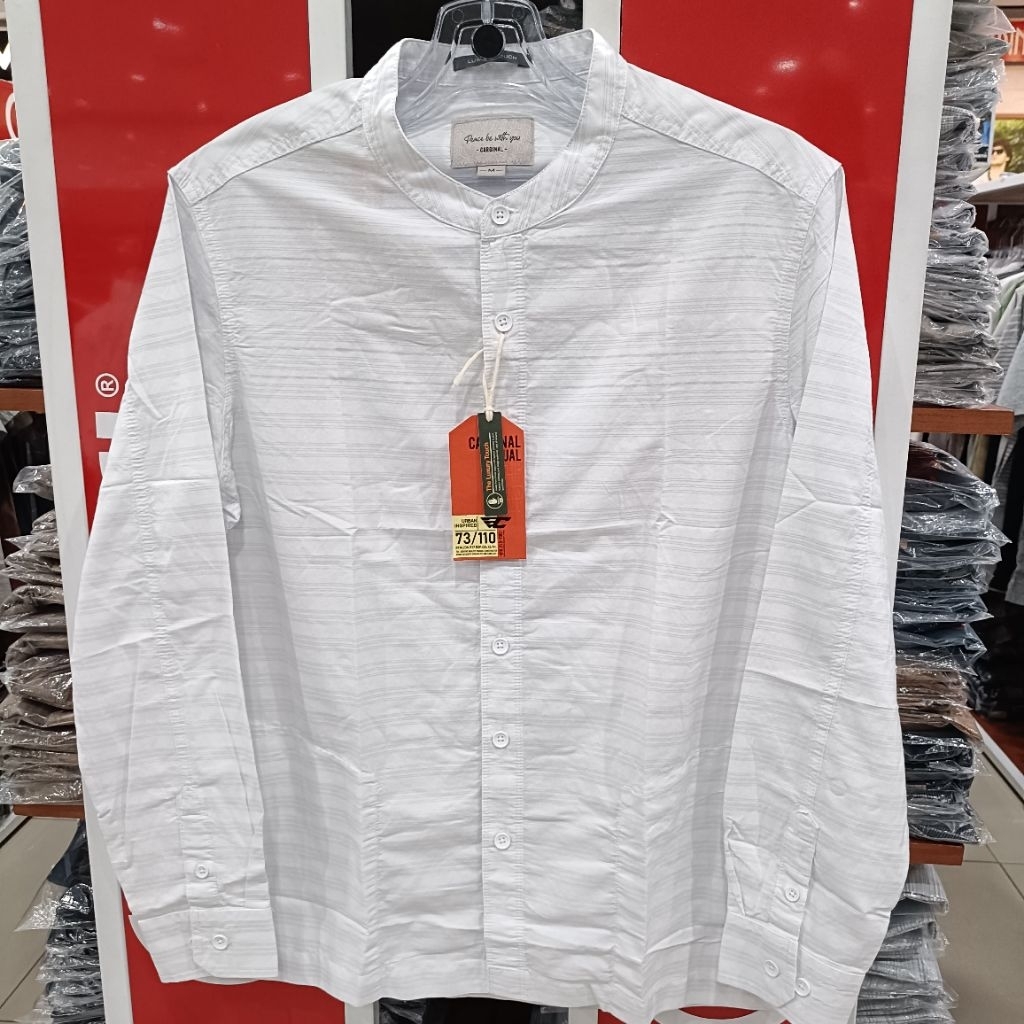 cardinal (M-4XL) kemeja lengan panjang pria krah shanghai / baju muslim / baju takwa ukuran jumbo/bi