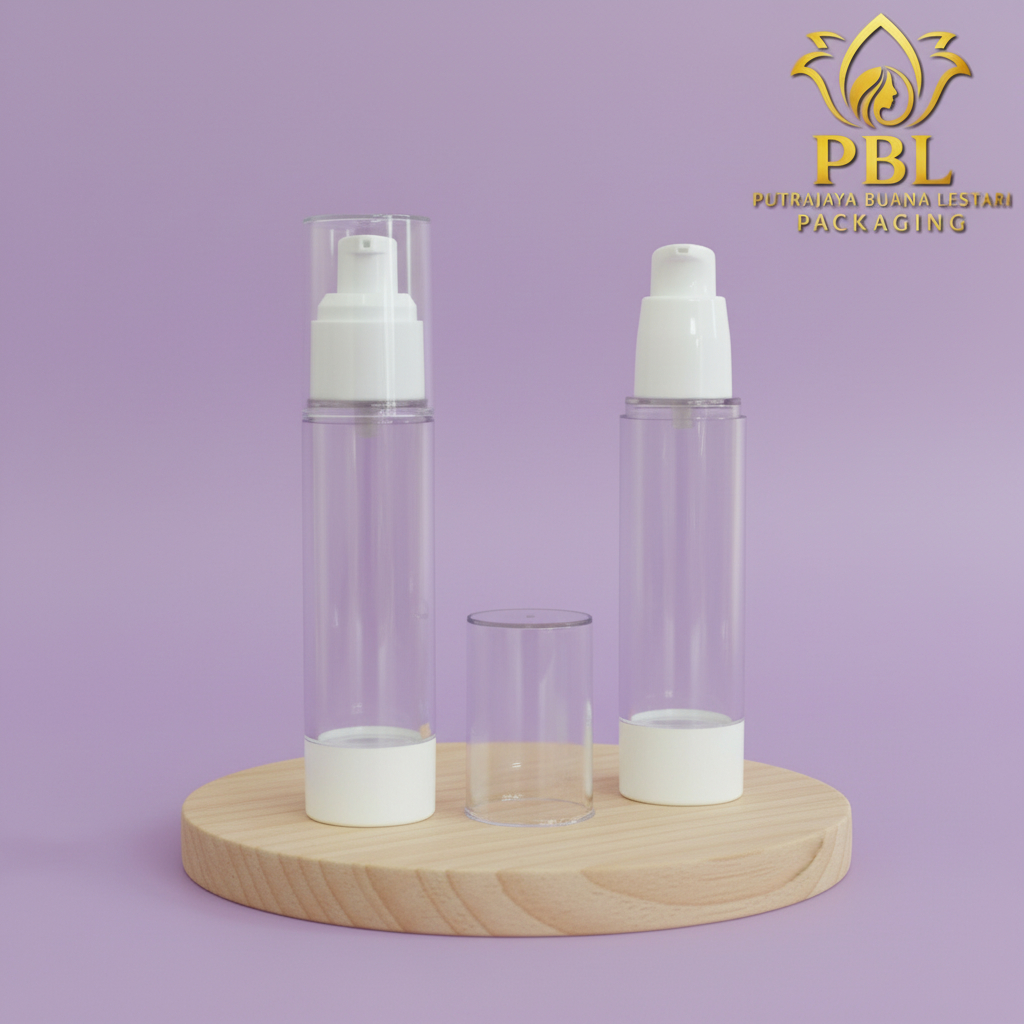 Botol Airless Pump 50ml Acrylic / Botol Pump Airless Bening Akrilik 50ml / Botol Serum & Lotion 50ml