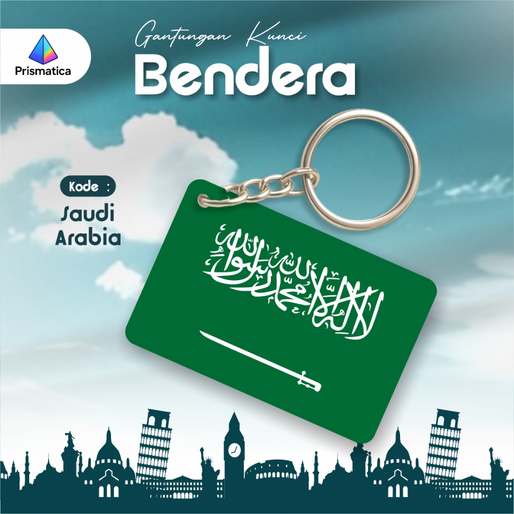Gantungan Kunci Bendera Negara Saudi Arabia Keychain Flag Cetak UV Ready Stock