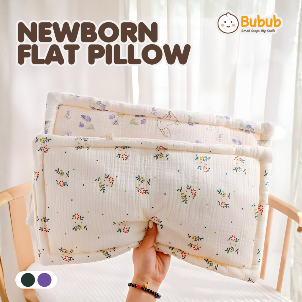 Bubub Newborn Flat Pillow Zt38 Bantal Bayi Lembut Dua Sisi Breathable Anti Luntur Alas Tidur Bayi Baru Lahir Nyaman Aman Tekstur 3D Lembut Kain Katun Premium