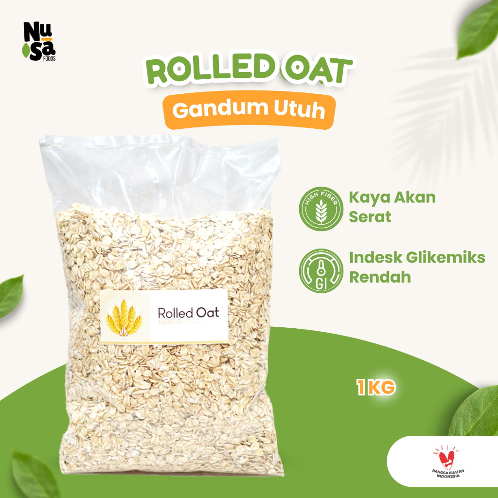 Rolled Oat 1 Kg Sereal Oatmeal Gandum Utuh Diet Sehat