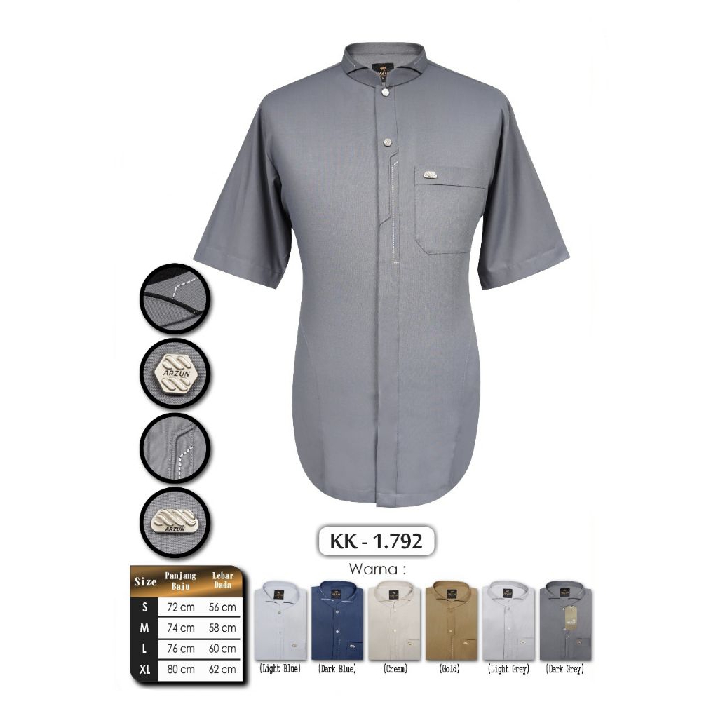 Baju Koko Tangan Pendek Arzun Pria, Baju Koko Tangan Pendek Pria, Baju Koko Arzun Pria, Baju Koko Ta
