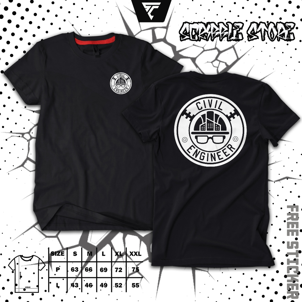 Kaos Teknik Civil Engineering | Kaos Pekerja Lapangan | Baju Solidarity M Forever | Katun Adem