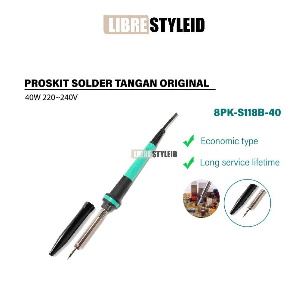 PROSKIT 8PK-S118B -40 SOLDERING IRON 40W 220~240V - SOLDER TANGAN - SOLDER LISTRIK PROSKIT 8PK-S118B
