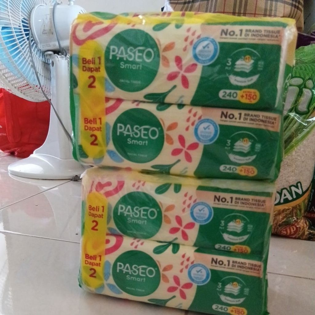 Paket 4 box Paseo Go Smart 250 +140 (390 ply × 4) pcs 3 ply tebal
