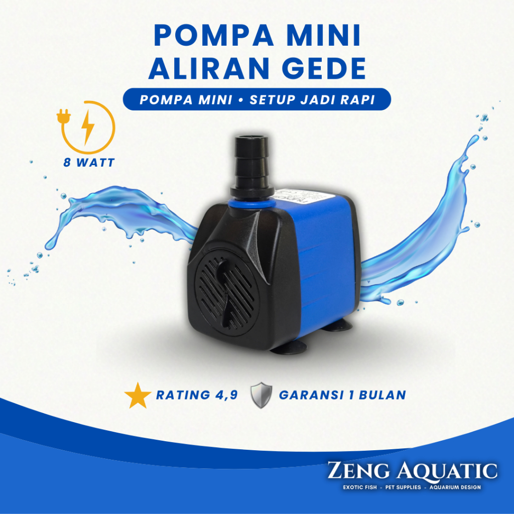 Pompa Air Mini Nubios MY038 8 Watt 800 LPH Pompa Celup Aquarium Low Watt by Zeng Aquatic