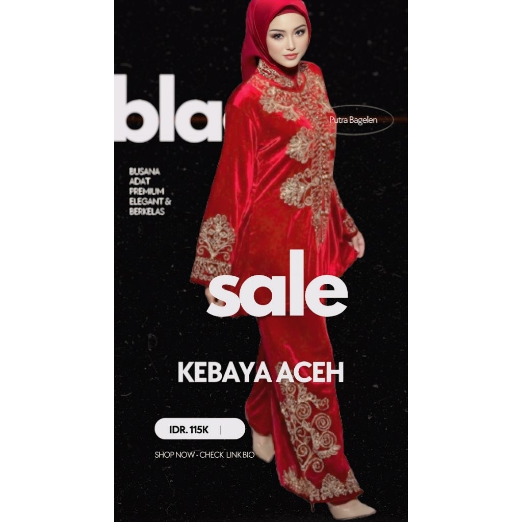 BAJU ADAT ACEH PEREMPUAN UKURAN ANAK-ANAK (baju + celana)