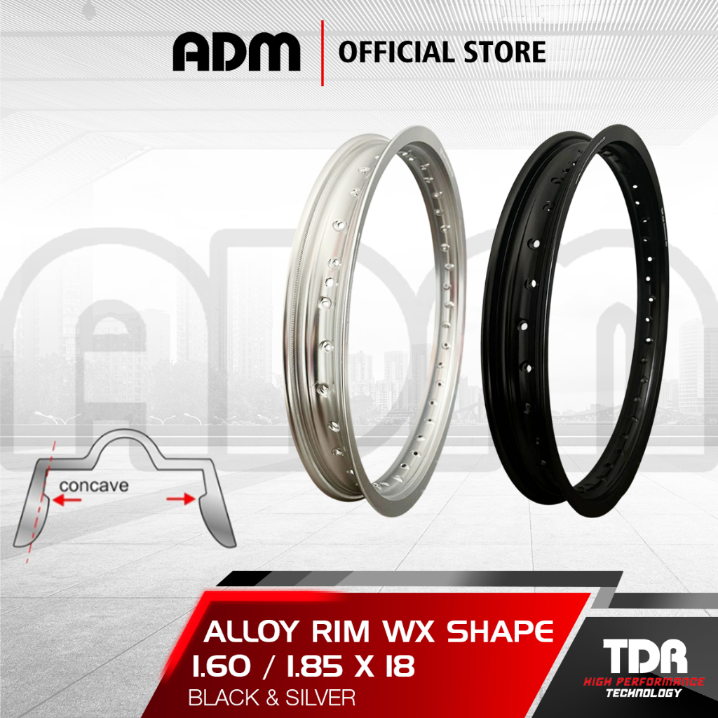 Velg TDR Rims WX Shape Ring 18 - 160 / 185 (Black & Silver)